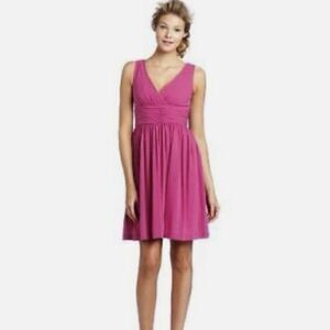 Trina Turk Reina Ruched Waist Hot Pink Party Dress Cotton Size 4